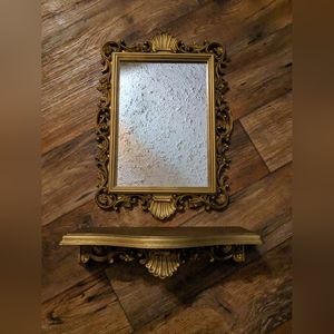 Vintage 1988 Homco Gold Hollywood Regency Wall Mirror #2151 Mirror 20" x 14.5"
